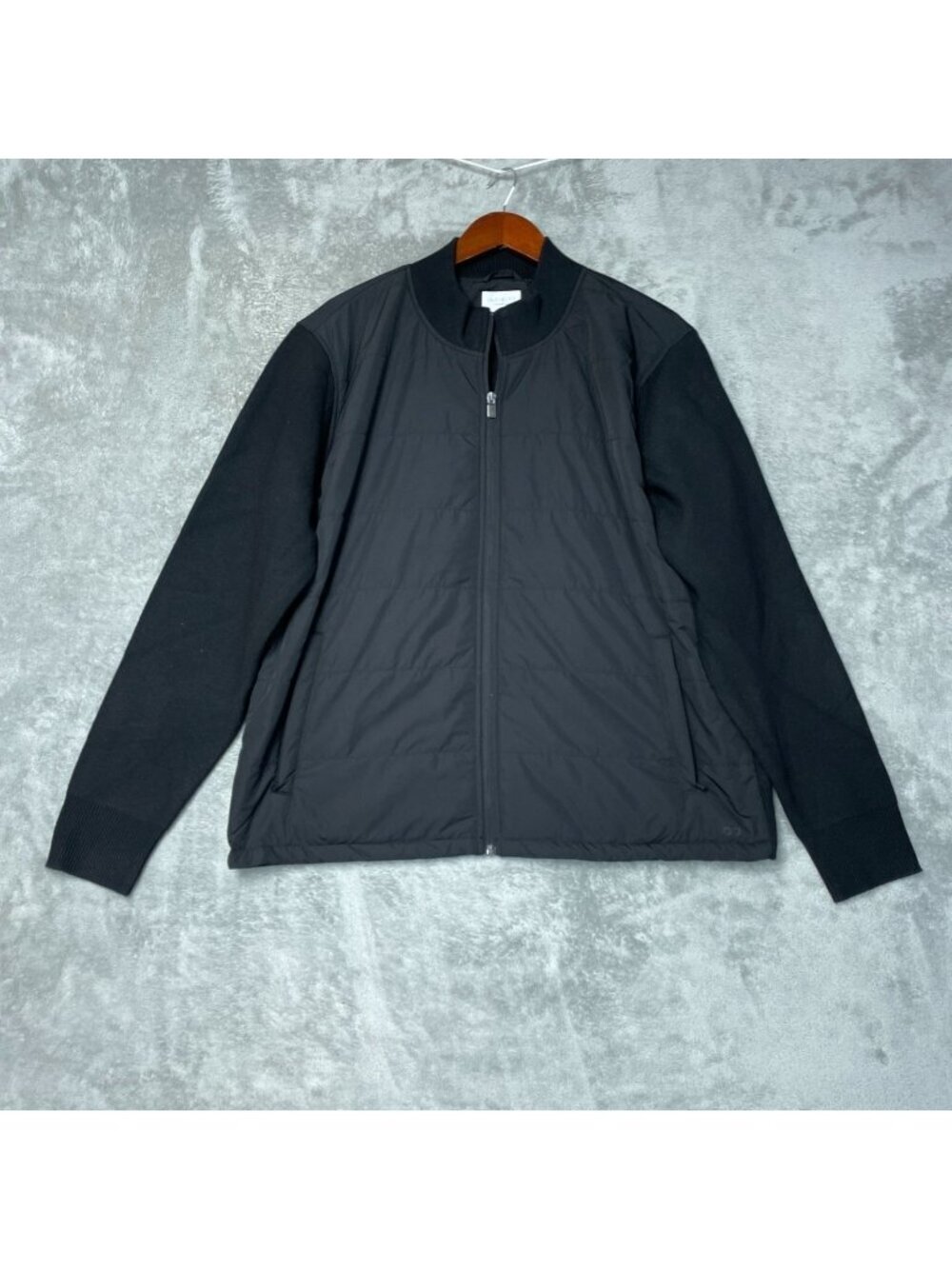 Infinity Men's XL Linearflex Black Full-Zip Quited/Knit Jacket Mock neck e1409